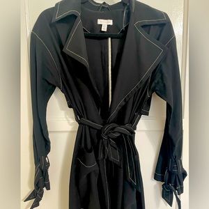 Topshop black trench coat with white stitching detail